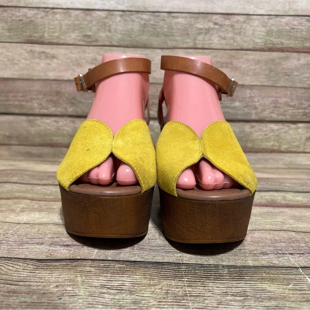 Seychelles Yellow Suede Revolve Laugh More Platform Sandals